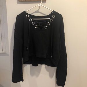 Lace up crop sweatshirt